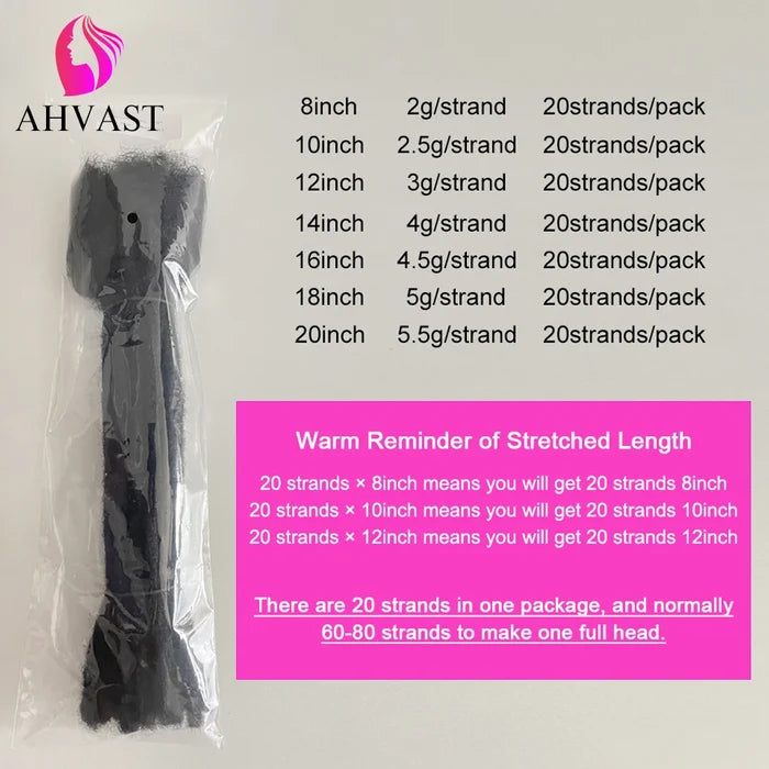 VAST Human Dreadlock Handmade Crochet Braiding Dreadlocks Hair Extension Natural Color Human Hair Extension