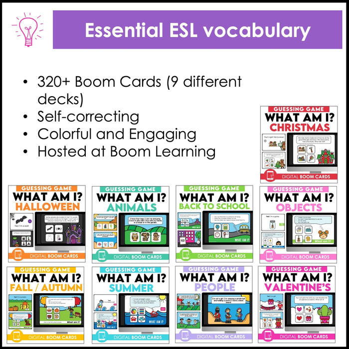 What am I? Guessing Game Bundle - Inferencing for Young Learners Boom Cards - Hot Chocolate Teachables