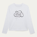 White long-sleeve shirt with 'British Summer' graphic on a light gray background