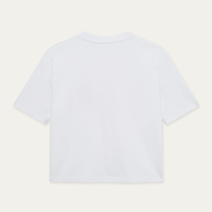 Plain white t-shirt on a light gray background