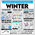 WINTER Games and Activity Bundle - Grammar & Vocabulary for ELL / ESL / EFL - Hot Chocolate Teachables