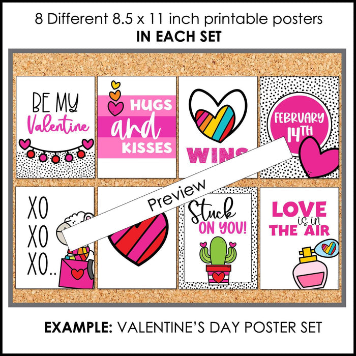 YEAR LONG Decorative Classroom Poster BUNDLE | SEASONAL Bulletin Board Decor - Hot Chocolate Teachables