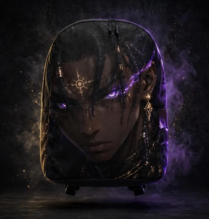 Zayren Minimalist Anime Backpack — dark purple streetwear product view 5