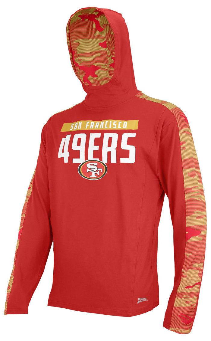 Zubaz NFL Los Angeles Rams Solid Rams Blue Elevated Lw Hoodie W/ Rams Camo Lines Accent